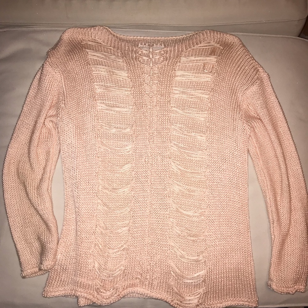 Light pink Sweater with open back design